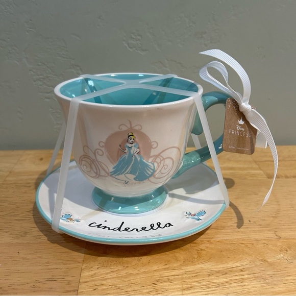 Rae Dunn Disney Princess Collection Cinderella Ceramic Mug And Saucer - Picture 1 of 8